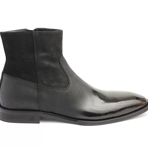 Armando Patent Ombre Suede Zip Boot - Black^Bruno Magli New