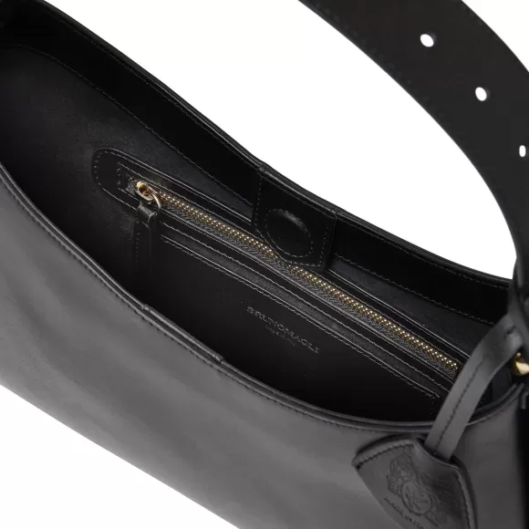 Cora Mini Hobo Handbag Black Nappa Leather^Bruno Magli New
