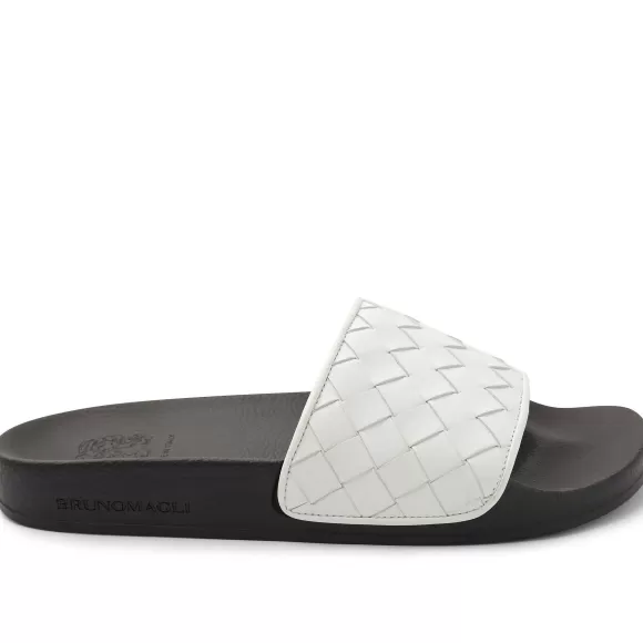 Magnus Sporty Leather & Suede Slide - White^Bruno Magli Cheap