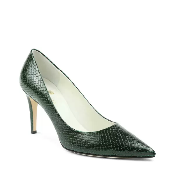 Telma Snake-Print Leather Pointed-Toe Pump - Emerald^Bruno Magli Discount