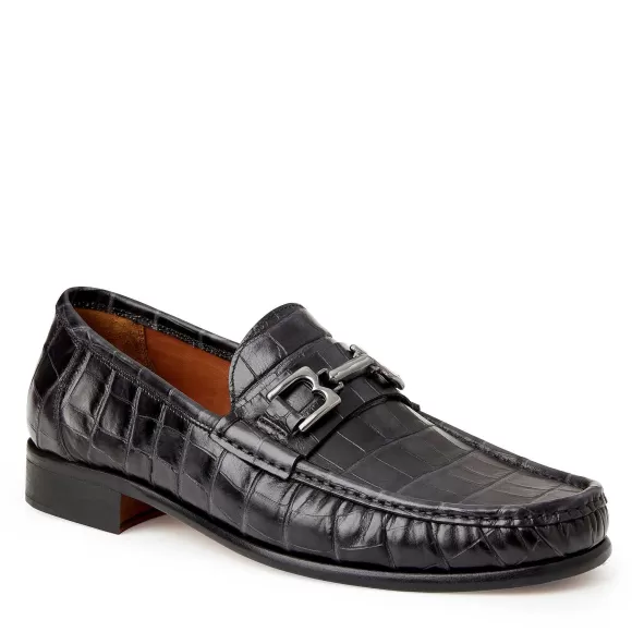 Trieste Classic Moccasin- Black Croc^Bruno Magli Shop