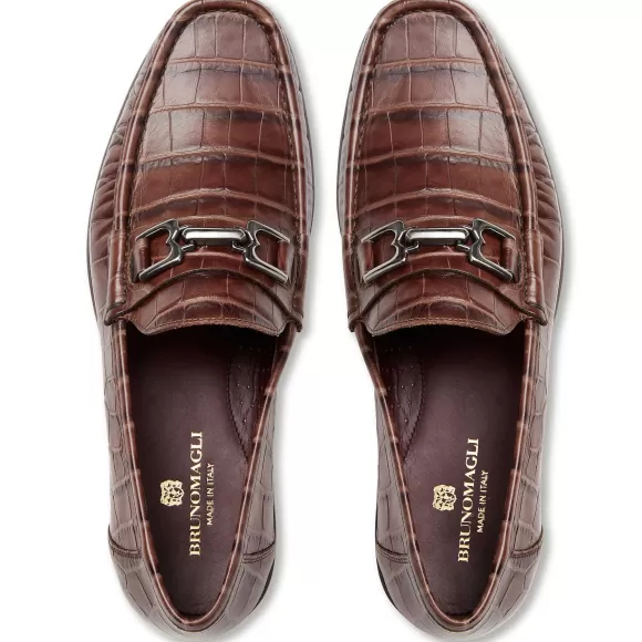 Trieste Classic Moccasin- Brown Croc^Bruno Magli Shop