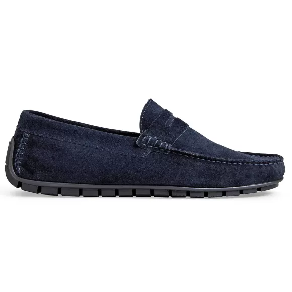 Xane Casual Suede Slip-On Driving Moccasin-Navy^Bruno Magli Outlet